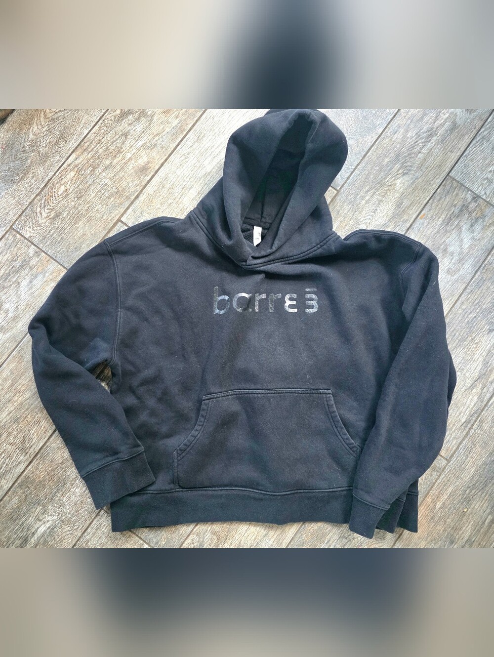barre3 Black Logo Hoodie Wonens Sz 2XL